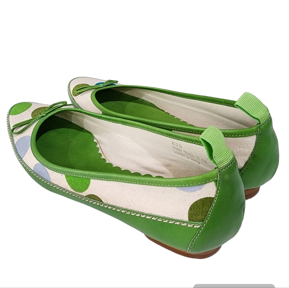 Coach Polkadot Green Canvas Leather  Almond Toe Slip-on Shoes Size 6.5 - Picture 10 of 16